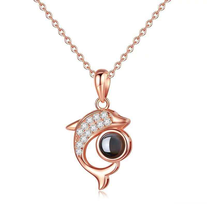 Loveyoufancy Dolphin Mermaid Necklace Projection Customized 100 Languages I Love You