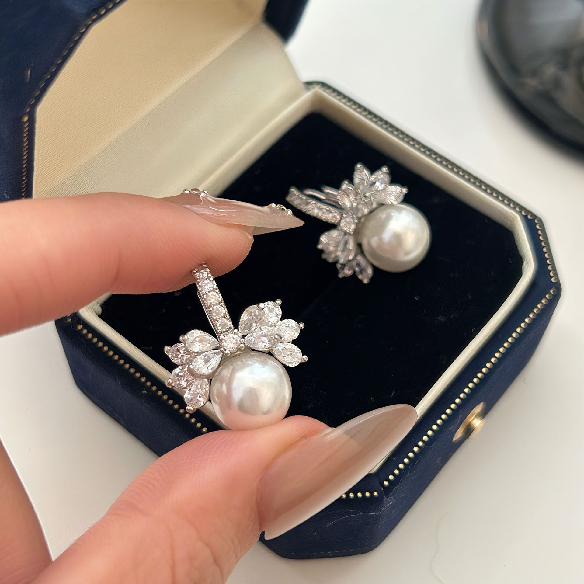 French-style cubic zirconia bead earrings new 2026 style simple elegant petite versatile exquisite classic women's style