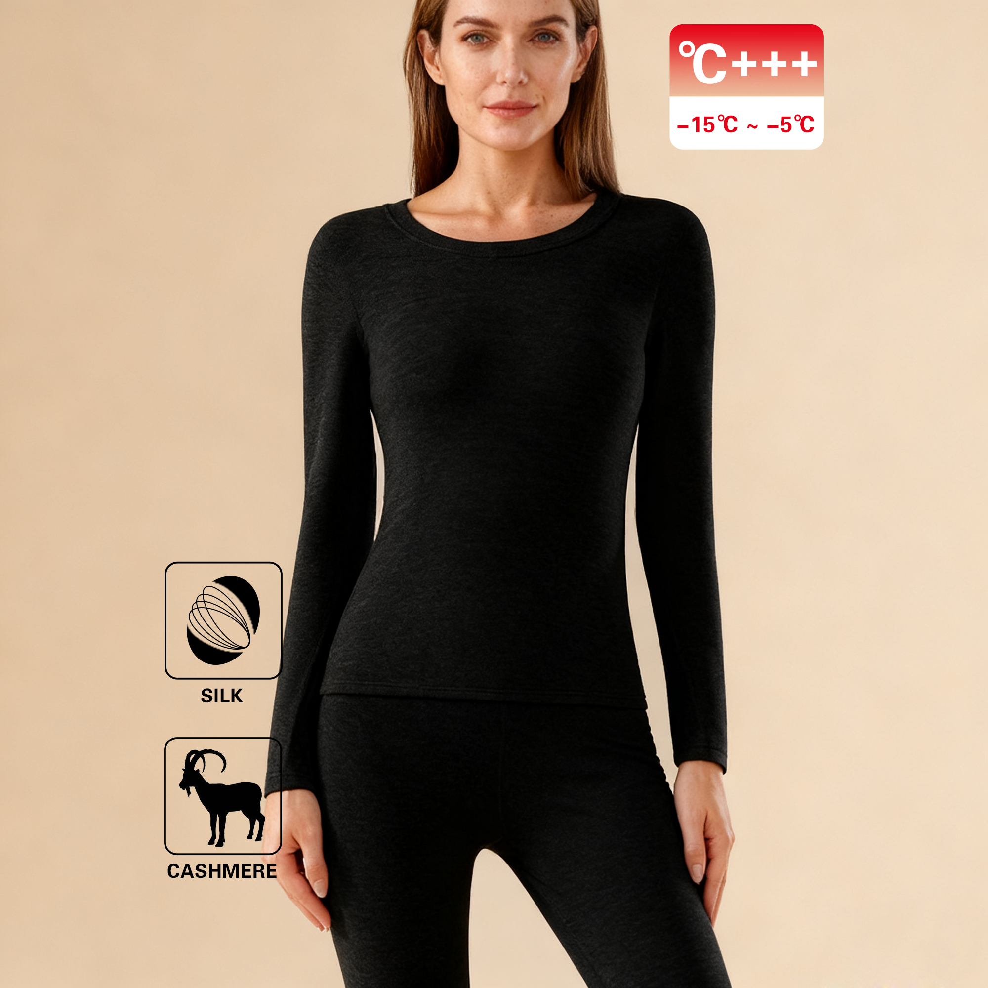 350g Women's Silk Cashmere Thermal Underwear REAL SILK LIFE