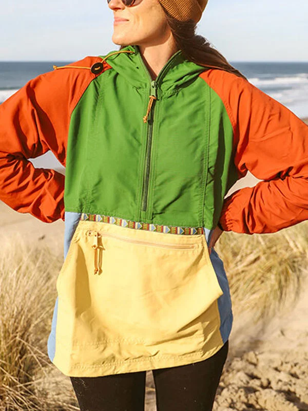 Travel color blocking temperament outdoor ladies sweatshirt
