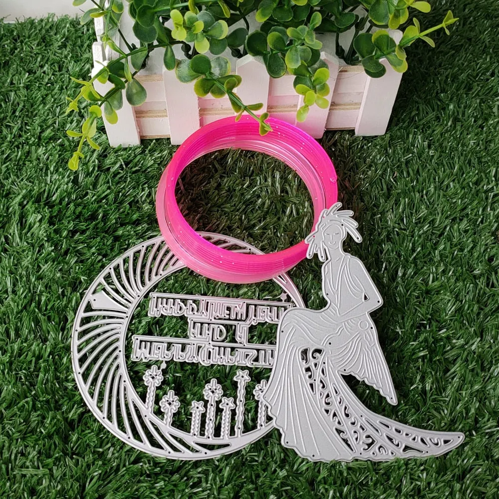 Merry Christmas Moon Star Goddess Happy New year Happy Metal cutting dies Mould DIY scrapbook Photo album Handicrafts Mold.