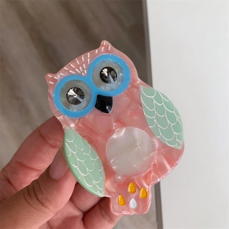 Women’s Lady Owl Acetic Acid Sheets Hair Claws