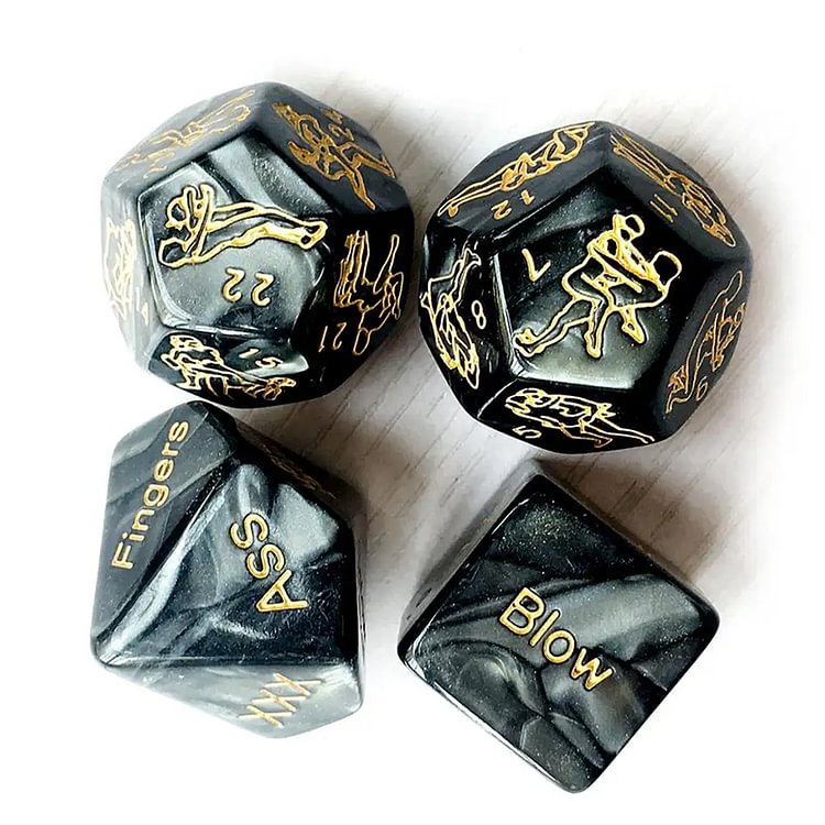 Marbled Carved Dice erotic sex Dice 4 in 1 set