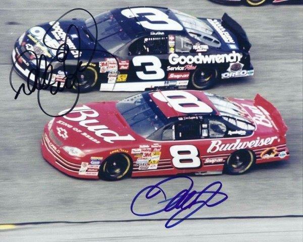 REPRINT - DALE EARNHARDT SR. & JR. Signed Vintage Glossy 8 x 10 Photo Poster painting Man Cave