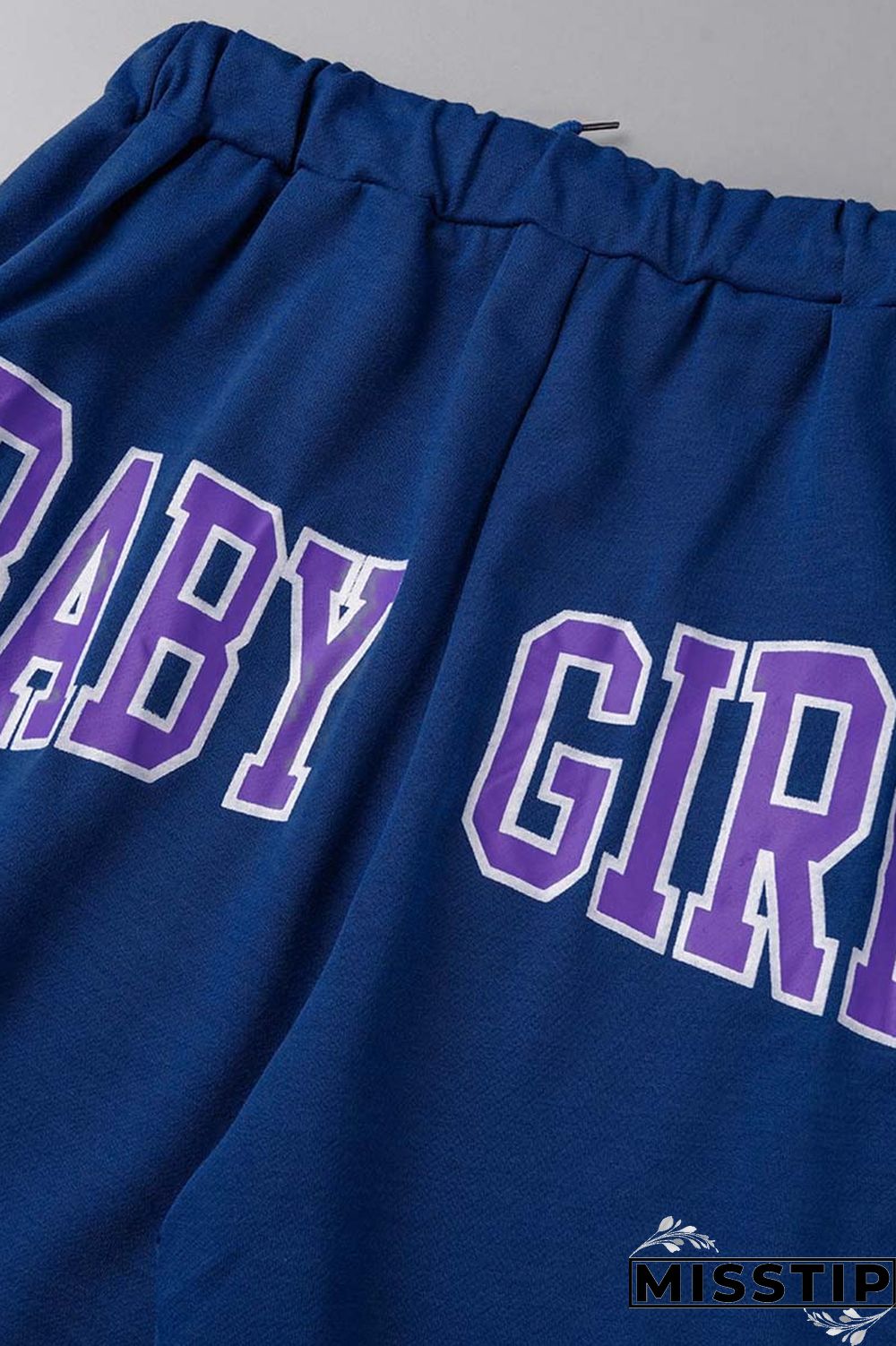 Blue Casual Letter Print Basic Regular High Waist Conventional Positioning Print Trousers