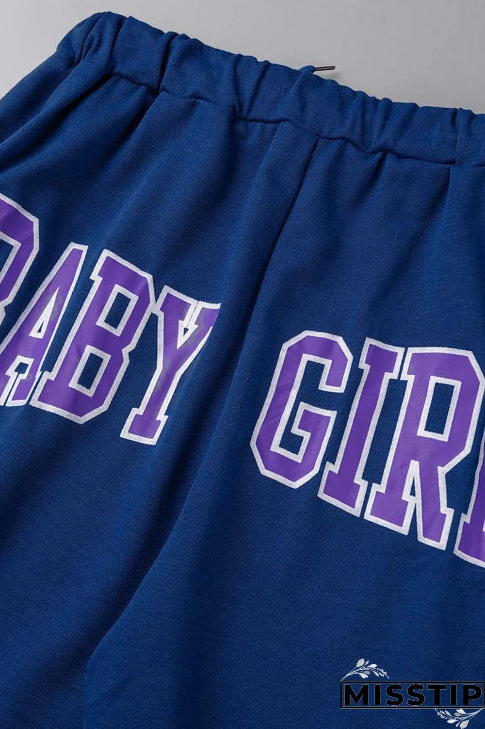 Blue Casual Letter Print Basic Regular High Waist Conventional Positioning Print Trousers