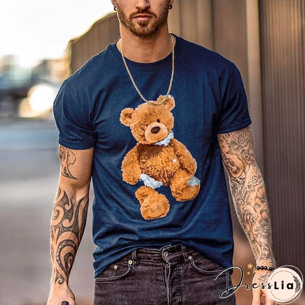 Round Neck Short Sleeve Bear T-Shirt
