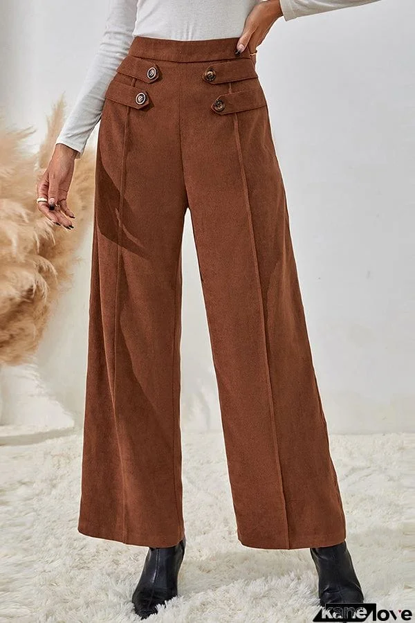 Fashion women's high waist straight drape wide leg pants