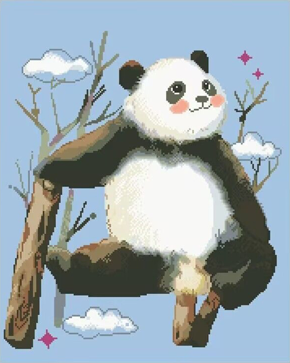 Panda Playing Full 11CT Pre-stamped Canvas(52*62cm) Silk Cross Stitch