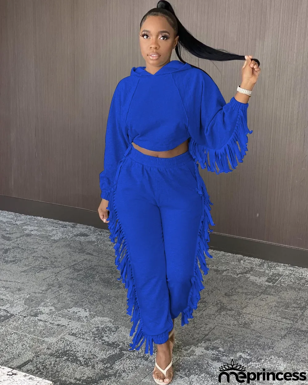 Sports Casual Hoodie Tassel Two-piece Set