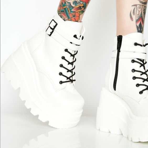 Women's Casual Shoes Muffin Thick Bottom Colorful High Buckle Lace Up Fashion