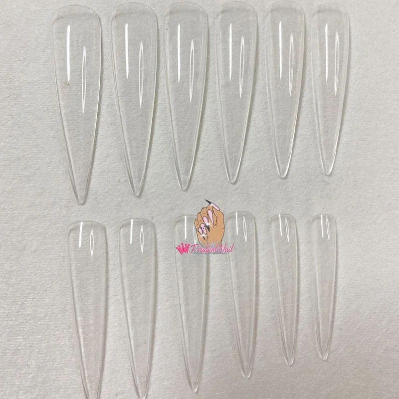 3XL Long Stiletto Full Cover False Nail Tips Sculpted Clear Press On Artificial Fake Nails Salon Manicure Supply-Nail Inspo