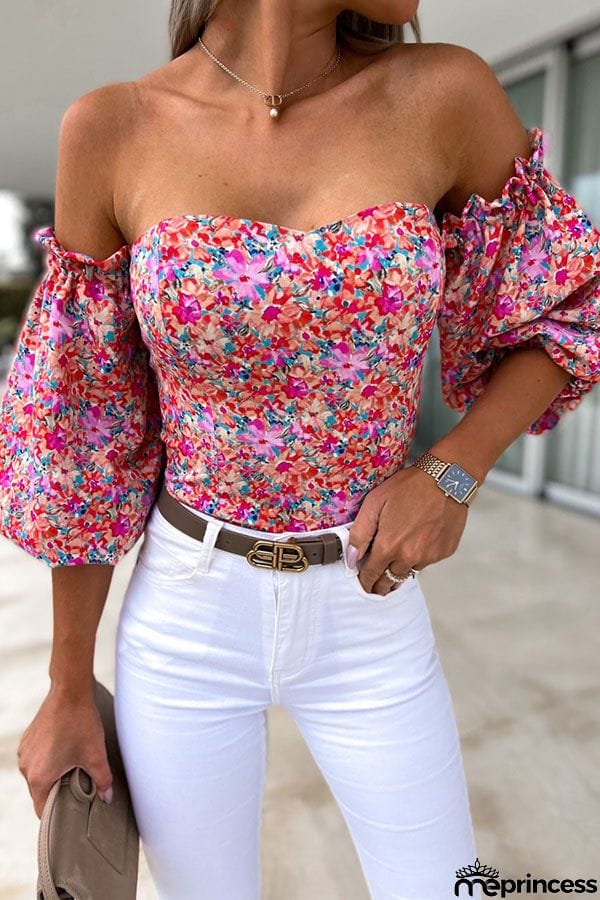 Floral Moment Off Shoulder Puff Sleeve Top