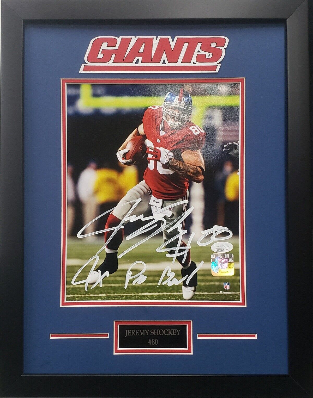 Jeremy Shockey autograph signed inscribed 8x10 Photo Poster painting framed New York Giants PSA