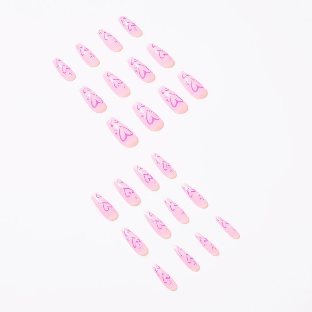 Fake Nails Heart Pattern Full Cover Fake Nails DIY Glue Press On Nails Nail Supplies For Professionals 515-1-Nail Inspo