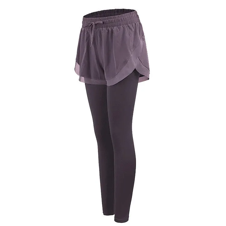 2 In 1 Sports Tights Outdoor Fitness Women's Leggings Yoga Pants