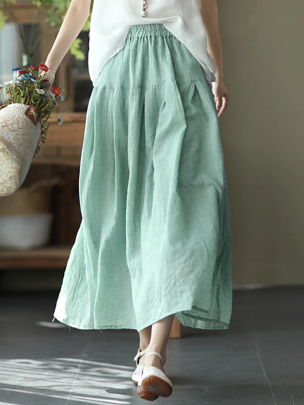 Casual Solid Color Empire A-Line Skirt