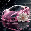 4pcs Diamond Painting -DIY Round Drill Pink Roadster