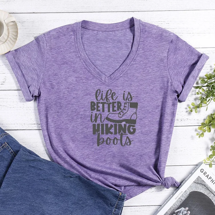 Life is better in hiking V-neck T Shirt-Annaletters