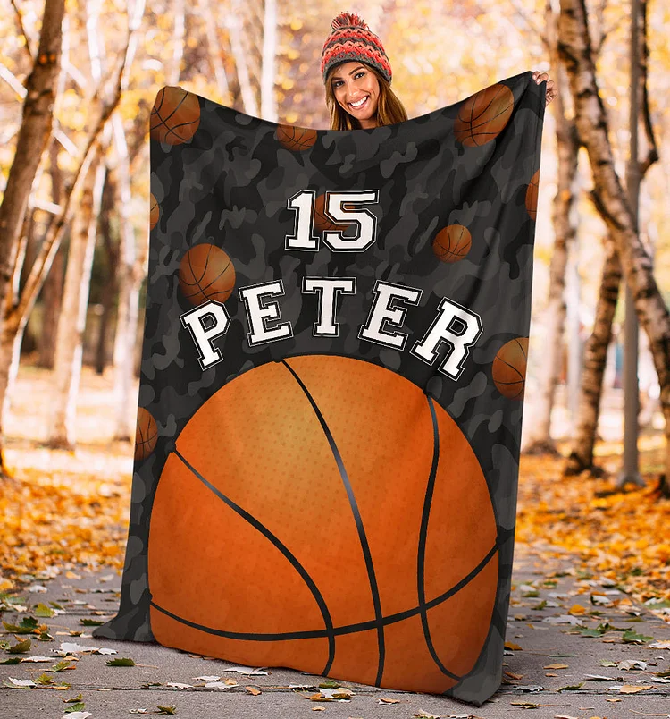 Personalized Basketball Blanket, Basketball Boy Sherpa Fleece Blanket | BKKid701