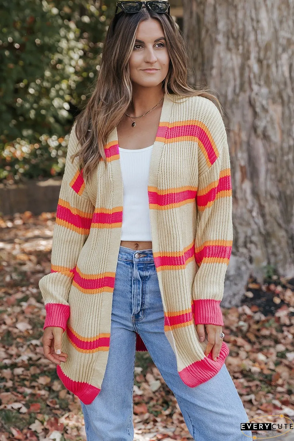 Ribbed Long Knitted Cardigan