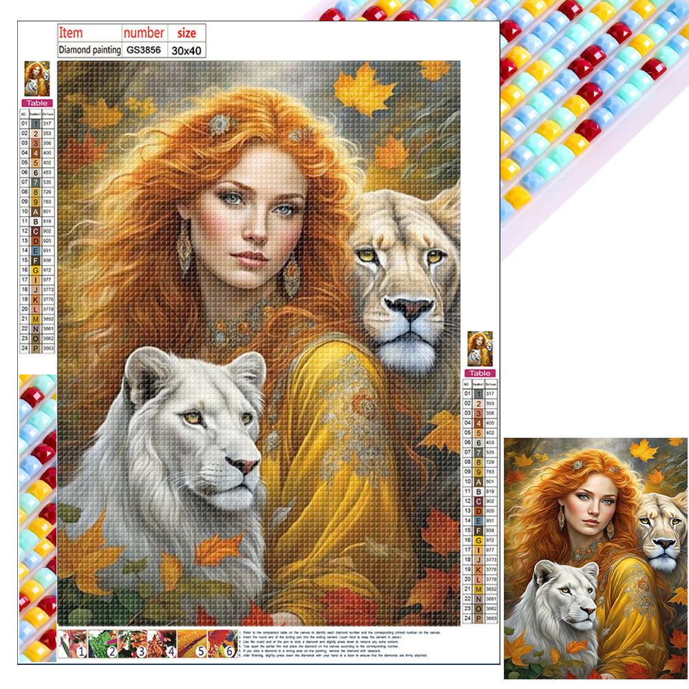 Beauty Lion 30*40cm(canvas) full square drill diamond painting