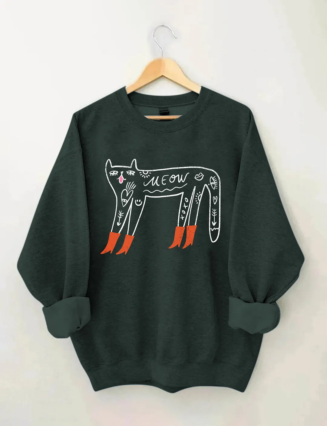 Cute Cat With Red Boots Sweatshirt