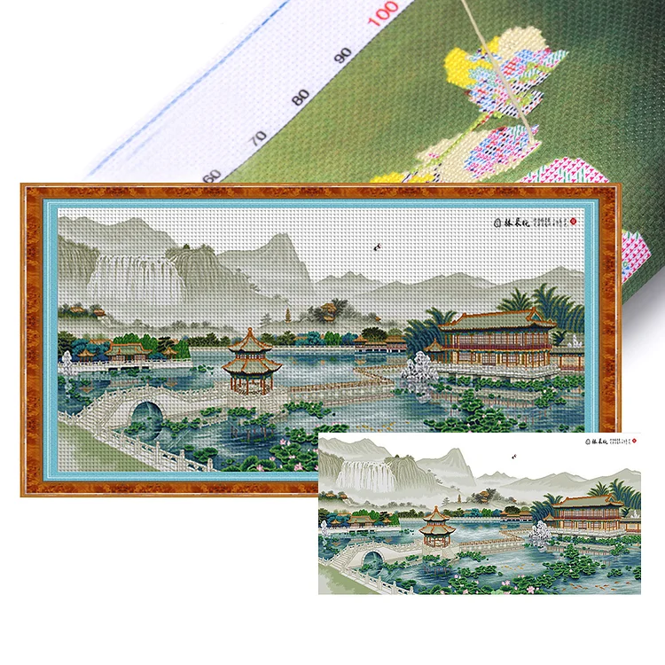 Spring-Garden Morning (166*79cm) 14CT Stamped Cross Stitch gbfke