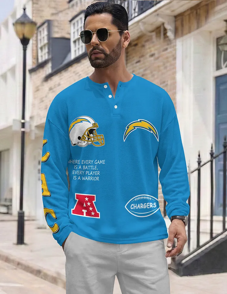 Los Angeles Chargers Long Sleeve Henley Shirts & Pants set