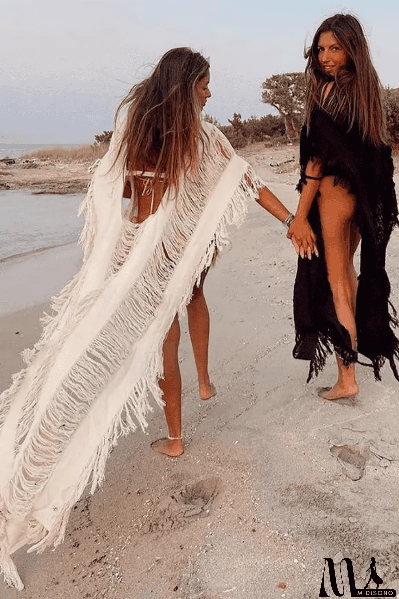 MidiSono - Raw Frayed Curning Cover Dress