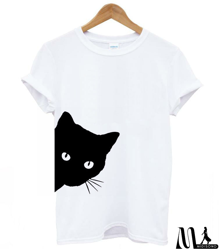 MidiSono - Fashion Print Short-Sleeved T-Shirt Top