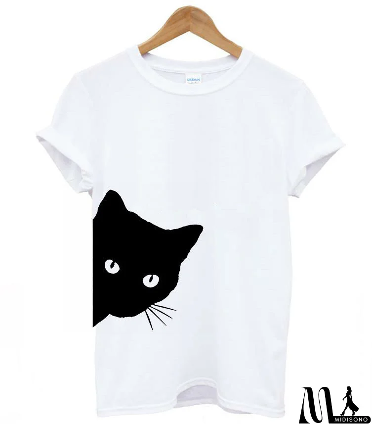 MidiSono - Fashion Print Short-Sleeved T-Shirt Top