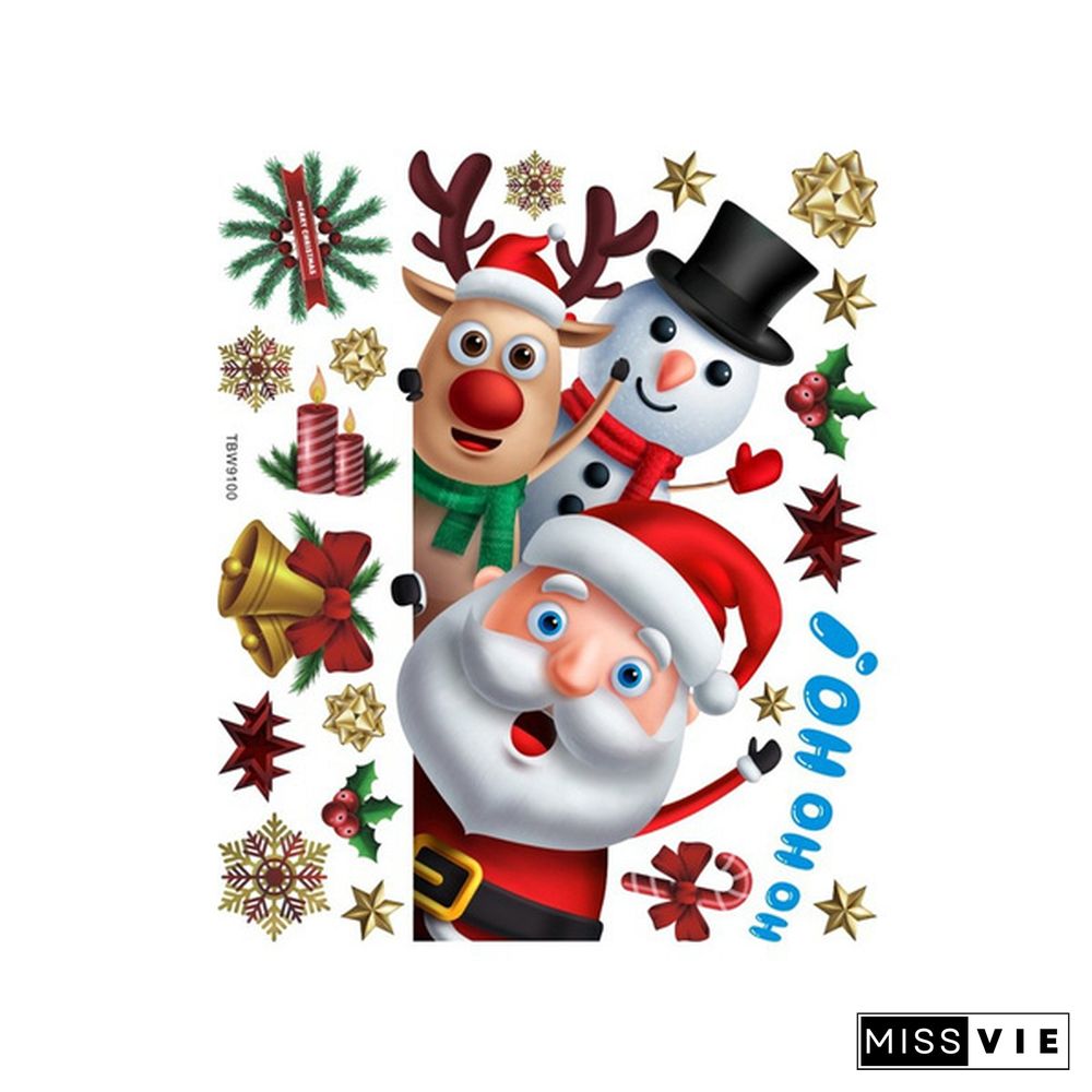 Christmas Bell Garland Wall Stickers Store Supermarket Window Glass Decorations Christmas Door Stickers