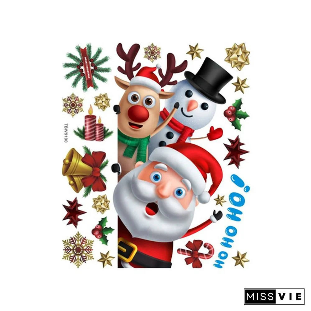 Christmas Bell Garland Wall Stickers Store Supermarket Window Glass Decorations Christmas Door Stickers