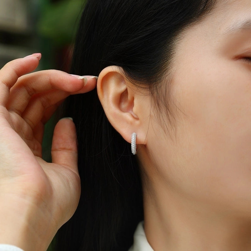 1 Pair White Gold Plated 925 Sterling Silver Moissanite Geometric Earrings