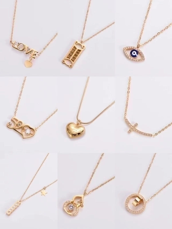 304 Stainless Steel 18K Gold Plated Rose Gold Plated Elegant Lady Plating Inlay Letter Star Heart Shape Zircon Pendant Necklace