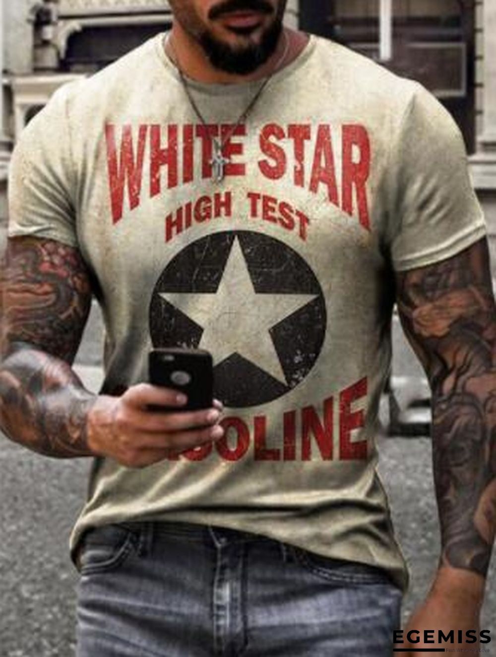 Men's Animation Loose Youth Sports Round Neck Bottomed T-shirt | EGEMISS