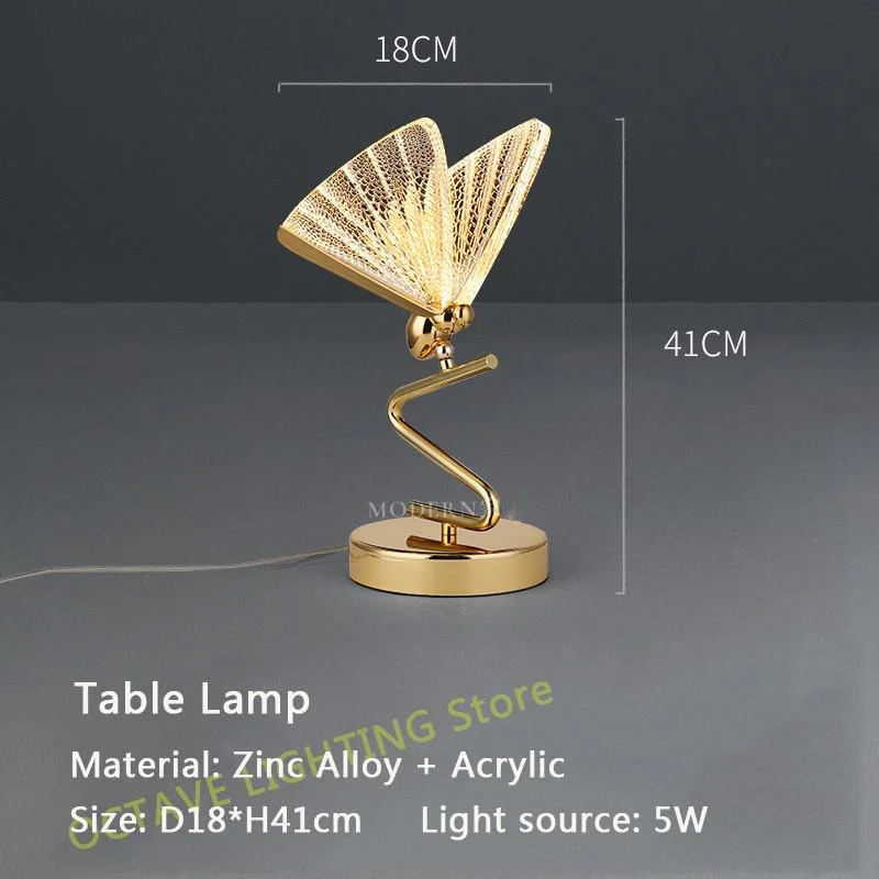 Creative Butterfly Shape LED Table Light Zinc Alloy Modern Luxury Designer Table Lamp For Bedroom Bedside Home Decoration Gold