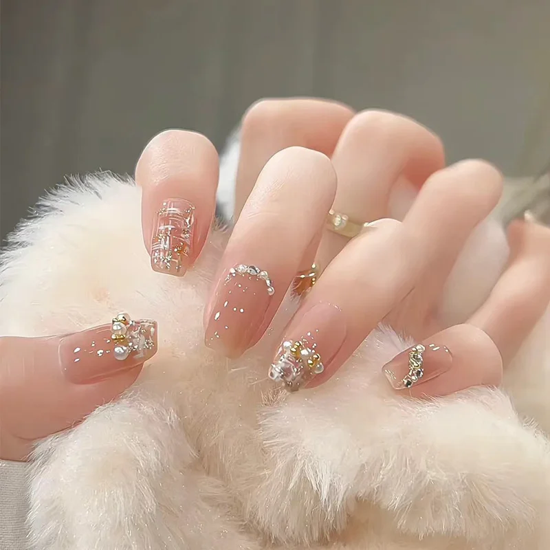 Buyerint 24pcs Wearable Pink Press on Nails – Butterfly Lovely Girl False Nails Tips with Jelly Gel Design  