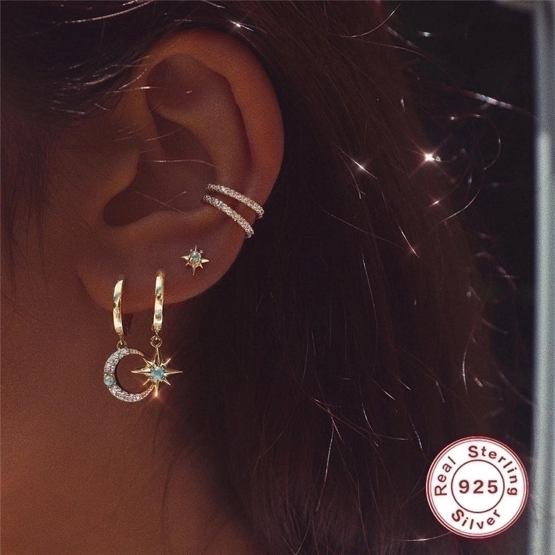 1 Pair 925 Sterling Silver Geometric Ear Studs