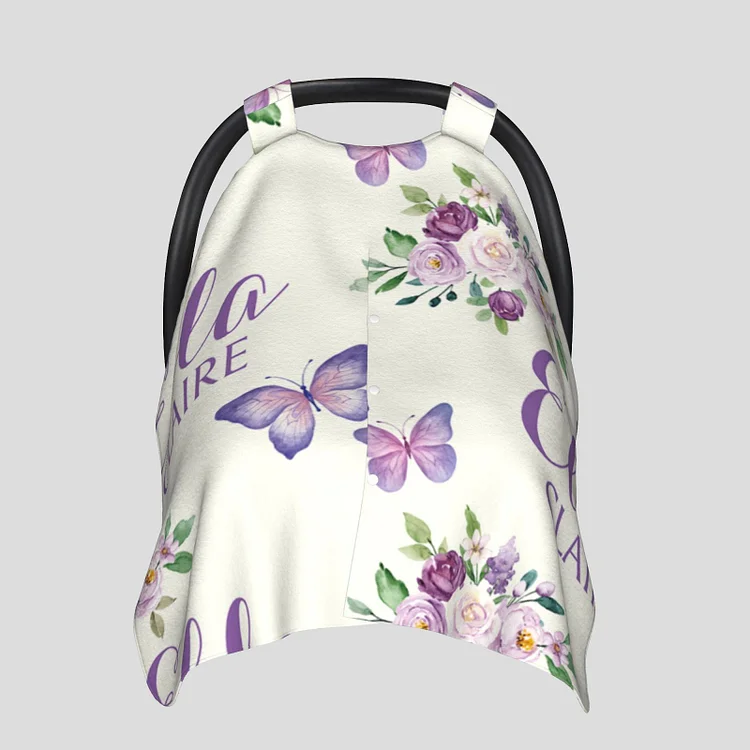 Personalized Baby Butterfly Car Seat Canopy for Comfort & Unique| C41