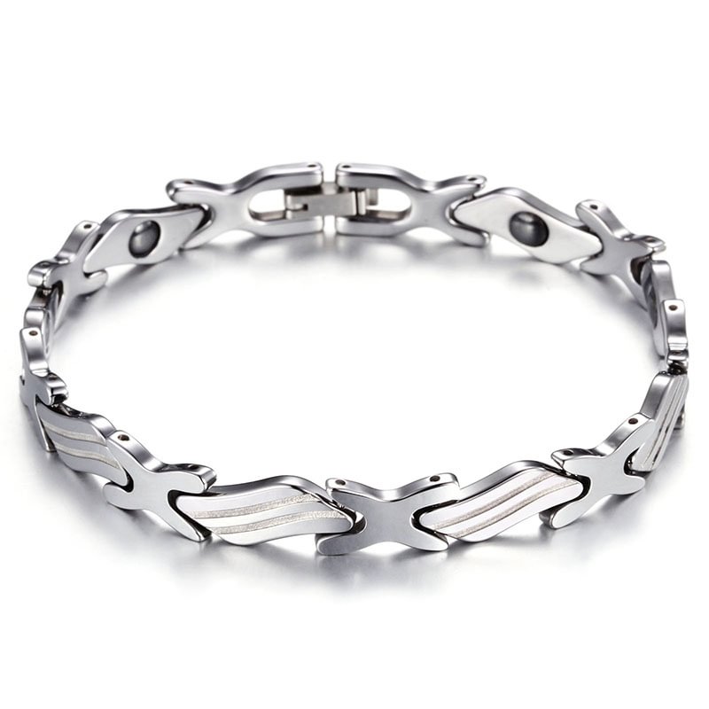 Women's Or Men's Personalised Tungsten Carbide 21cm Long Bracelets Hologram Energy Bracelet Fashion Link Chain Jewelry Gifts For Mens And Womens