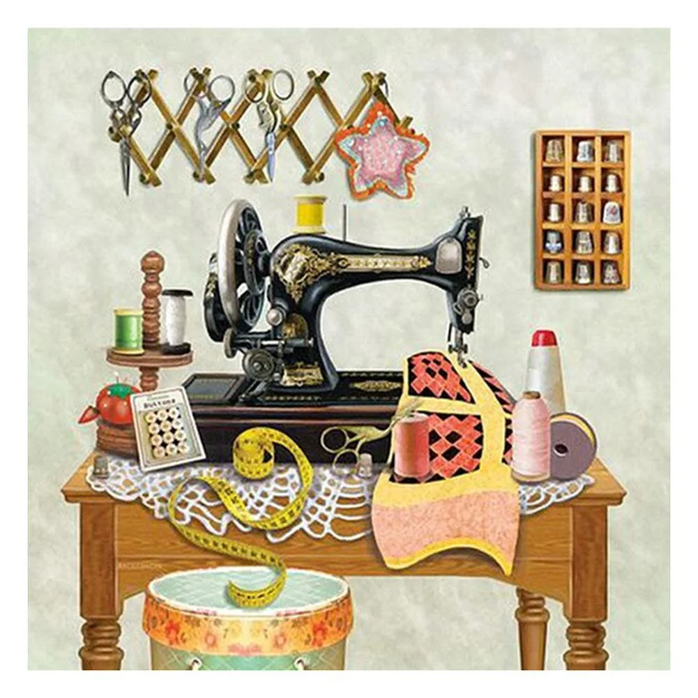 Diamond Painting - Full Round Drill - Sewing Machine(30*30cm)