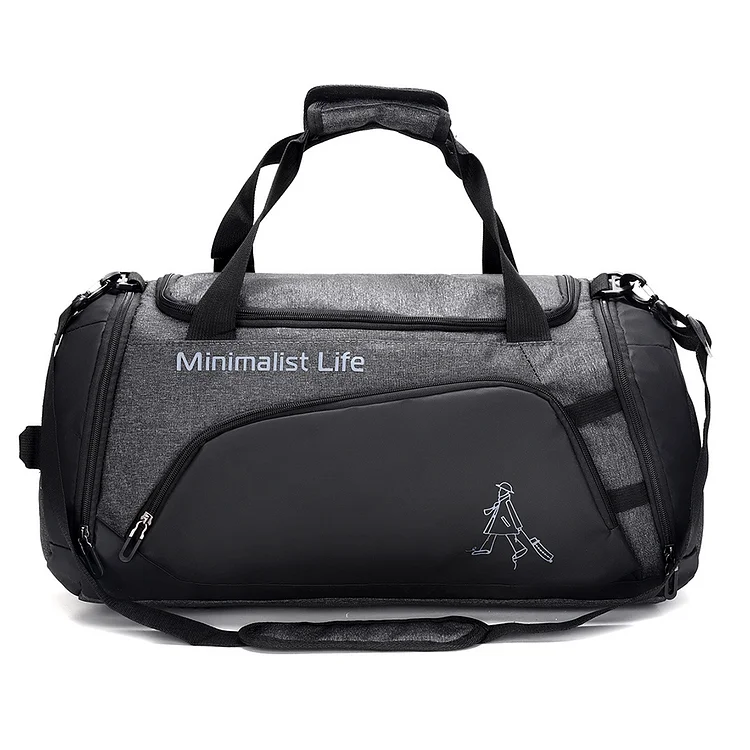 Nylon Fitness Bag Large Capacity Waterproof Sport Bag for Men Women (Light Grey)