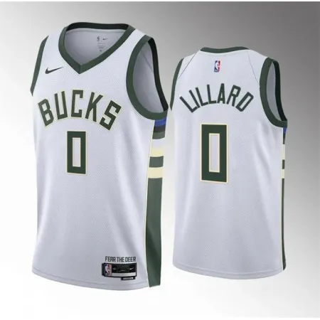 Youth Milwaukee Bucks #0 Damian Lillard White Stitched Basketball Jersey