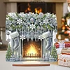 >SALE<Wooden Special Shaped Fireplace White Stockings Diamond Painting Table Ornament