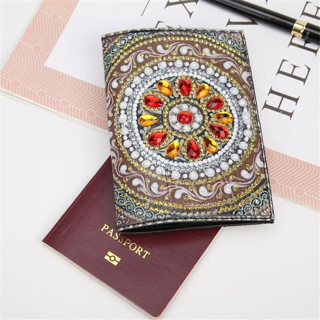 Cross Mirror Foreign Trade Creative Cross Mirror Brand New Dot Paste Diamond DIY Craft Diamond Painting Travel Passport Notebook Flower Style