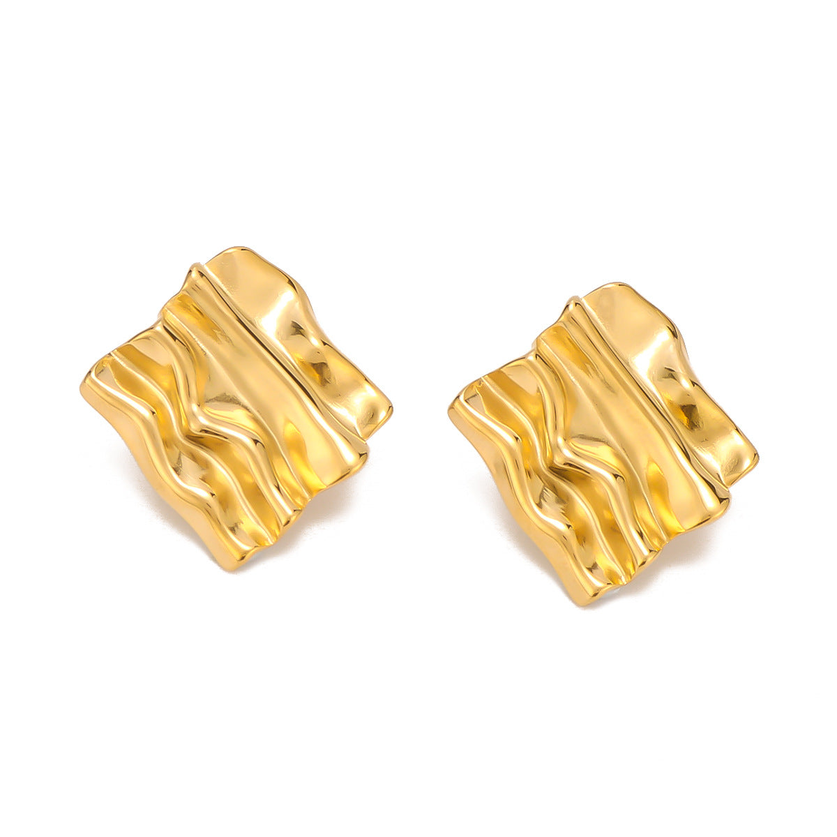 IG Style Quadrilateral Rhombus Geometric Leaf Stainless Steel Electroplating Earrings