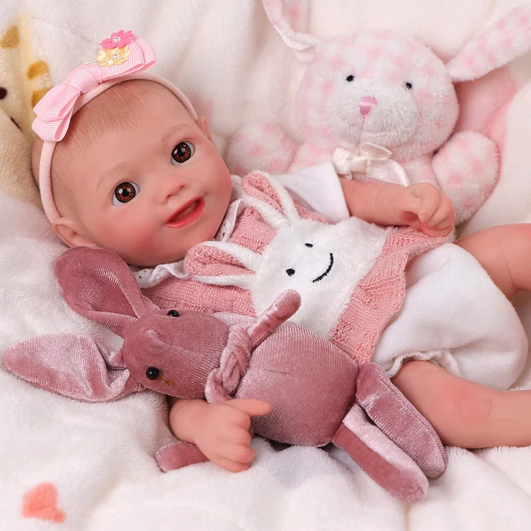 Babeside Sunny 12'' Full Silicone Reborn Baby Doll Lifelike Girl Awake Lovely Rabbit