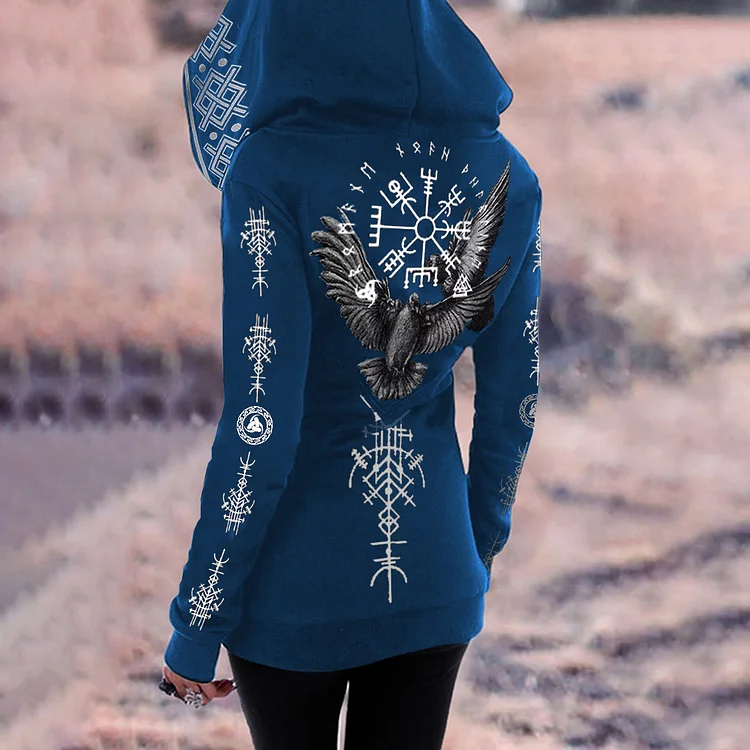 Retro Tribal Bird Viking Ethnic Graphics Hoodie